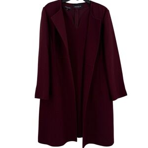 Lafayette 148 NY Russo Longline Wool Coat‎ and Dress in Burgundy Maroon Size 10